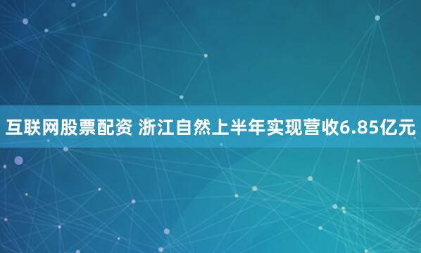 互联网股票配资 　　浙江自然上半年实现营收6.85亿元